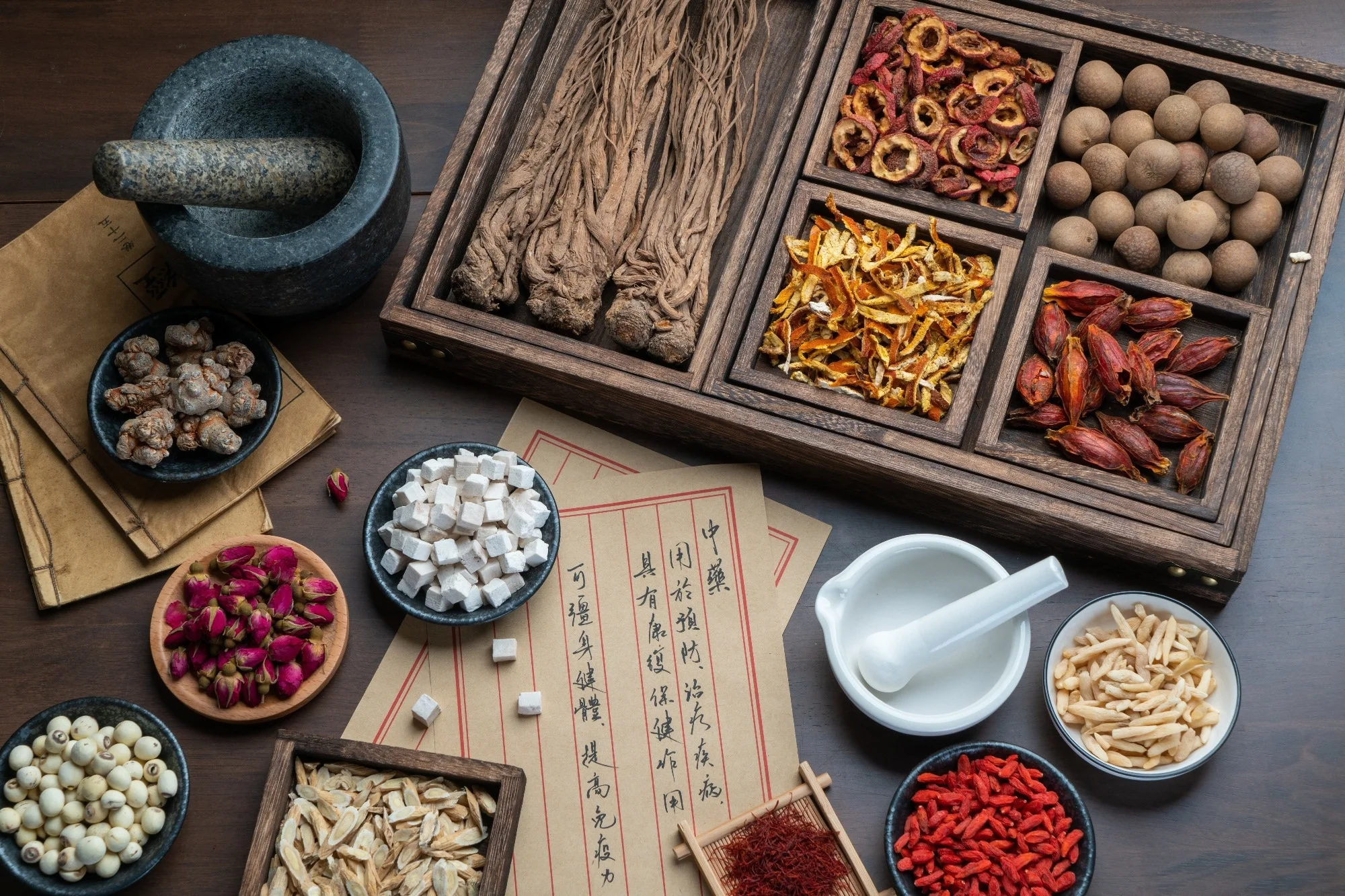 Chinese herbal medicine ingredients and preparation tools